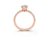 Rose gold Marquise Cut Moissanite Solitaire Pavé Engagement Ring with Round Band and Prong Setting_69