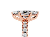 Rose gold Marquise Cut Moissanite Solitaire Pavé Engagement Ring with Round Band and Prong Setting_71