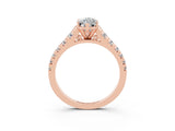 Rose gold Marquise Cut Moissanite Solitaire Ring with Cathedral Setting and Pavé Band_3