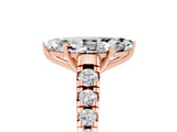 Rose gold Marquise Cut Moissanite Solitaire Ring with Cathedral Setting and Pavé Band_5