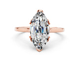 Rose gold Marquise Cut Moissanite Solitaire Ring with Flower Prong Setting and Classic Band_12