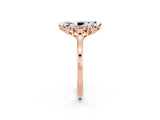 Rose gold Marquise Cut Moissanite Solitaire Ring with Flower Prong Setting and Classic Band_14