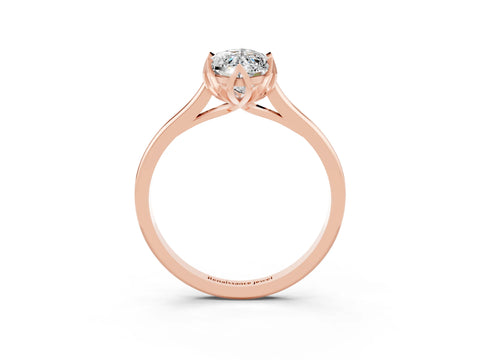 Rose gold Marquise Cut Moissanite Solitaire Ring with Flower Prong Setting and Classic Band_15