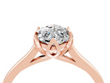 Rose gold Marquise Cut Moissanite Solitaire Ring with Flower Prong Setting and Classic Band_16