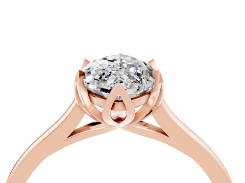 Rose gold Marquise Cut Moissanite Solitaire Ring with Flower Prong Setting and Classic Band_16