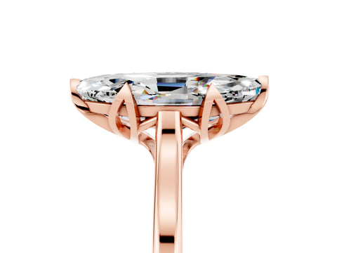 Rose gold Marquise Cut Moissanite Solitaire Ring with Flower Prong Setting and Classic Band_17