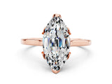 Rose gold Marquise Cut Moissanite Solitaire Ring with Flower Prong Setting and Classic Band_36