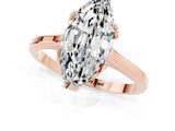 Rose gold Marquise Cut Moissanite Solitaire Ring with Flower Prong Setting and Classic Band_37