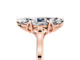 Rose gold Marquise Cut Moissanite Solitaire Ring with Flower Prong Setting and Classic Band_41