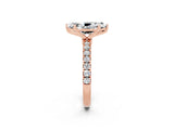 Rose gold Marquise Cut Moissanite Solitaire Ring with Pavé Accents and Four-Prong Setting_2