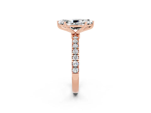 Rose gold Marquise Cut Moissanite Solitaire Ring with Pavé Accents and Four-Prong Setting_2