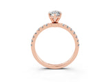 Rose gold Marquise Cut Moissanite Solitaire Ring with Pavé Accents and Four-Prong Setting_3