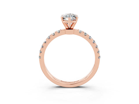 Rose gold Marquise Cut Moissanite Solitaire Ring with Pavé Accents and Four-Prong Setting_3