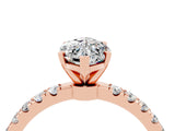 Rose gold Marquise Cut Moissanite Solitaire Ring with Pavé Accents and Four-Prong Setting_4