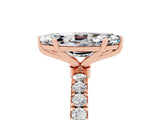 Rose gold Marquise Cut Moissanite Solitaire Ring with Pavé Accents and Four-Prong Setting_5
