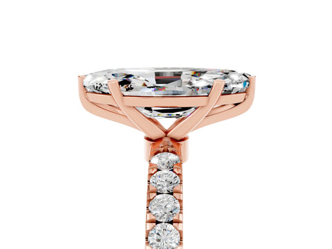 Rose gold Marquise Cut Moissanite Solitaire Ring with Pavé Accents and Four-Prong Setting_5