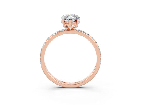 Rose gold Marquise Cut Moissanite Solitaire Ring with Pavé Band and Hidden Halo_15