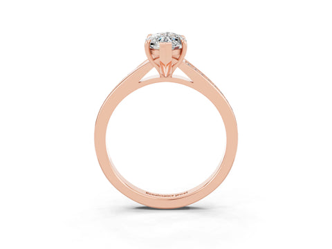 Rose gold Marquise Cut Moissanite Solitaire Ring with Pavé Band and Prong Setting_15