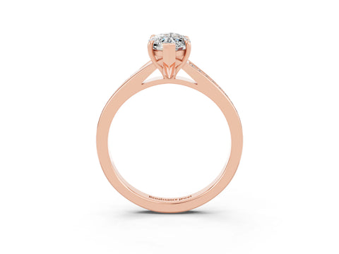 Rose gold Marquise Cut Moissanite Solitaire Ring with Pavé Band and Prong Setting_3