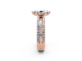 Rose gold Marquise Cut Moissanite Solitaire Ring with Pavé and Channel Set Band_2
