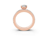 Rose gold Marquise Cut Moissanite Solitaire Ring with Pavé and Channel Set Band_3