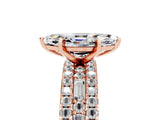 Rose gold Marquise Cut Moissanite Solitaire Ring with Pavé and Channel Set Band_5