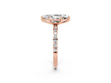 Rose gold Marquise Cut Moissanite Solitaire Ring with Pave Band and Four Prong Setting_26