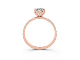 Rose gold Marquise Cut Moissanite Solitaire Ring with Pave Band and Four Prong Setting_27