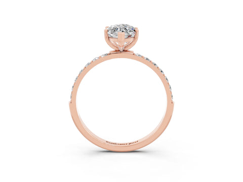 Rose gold Marquise Cut Moissanite Solitaire Ring with Pave Band and Four Prong Setting_27
