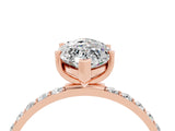 Rose gold Marquise Cut Moissanite Solitaire Ring with Pave Band and Four Prong Setting_28