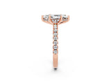 Rose gold Marquise Cut Moissanite Solitaire Ring with Round  Pavé Band and Four-Prong Setting_44
