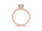 Rose gold Marquise Cut Moissanite Solitaire Ring with Round  Pavé Band and Four-Prong Setting_45