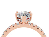 Rose gold Marquise Cut Moissanite Solitaire Ring with Round  Pavé Band and Four-Prong Setting_46