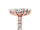 Rose gold Marquise Cut Moissanite Solitaire Ring with Round  Pavé Band and Four-Prong Setting_47