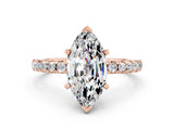 Rose gold Marquise Cut Moissanite Solitaire Ring with Round  Pavé Band and Four-Prong Setting_54