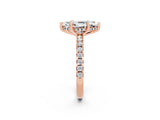 Rose gold Marquise Cut Moissanite Solitaire Ring with Round  Pavé Band and Four-Prong Setting_56