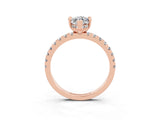 Rose gold Marquise Cut Moissanite Solitaire Ring with Round  Pavé Band and Four-Prong Setting_57