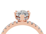 Rose gold Marquise Cut Moissanite Solitaire Ring with Round  Pavé Band and Four-Prong Setting_58