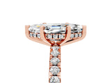 Rose gold Marquise Cut Moissanite Solitaire Ring with Round  Pavé Band and Four-Prong Setting_59