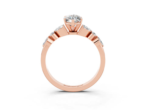 Rose gold Marquise Cut Moissanite Solitaire Ring with Side Stones and Four-Prong Setting_15