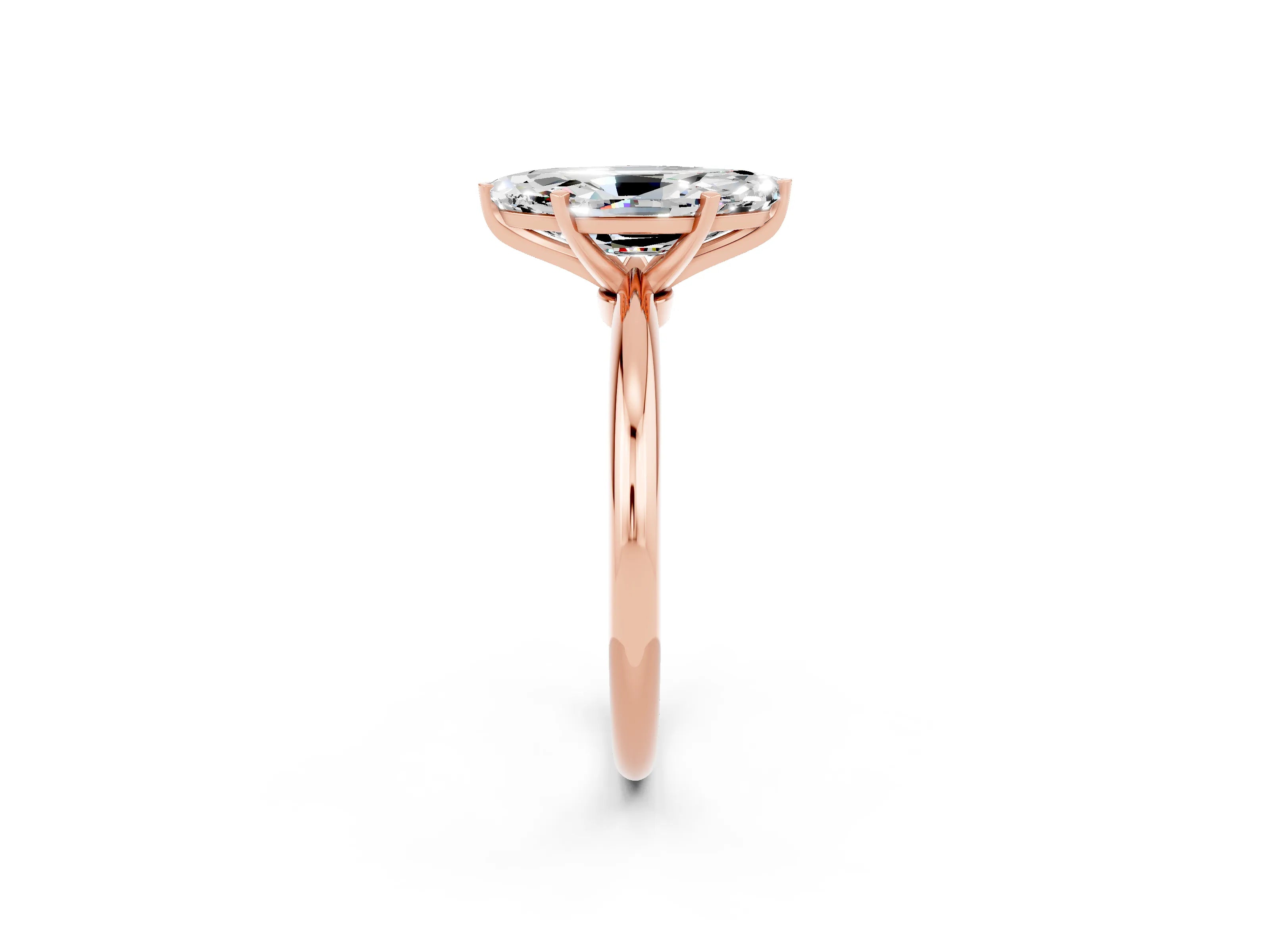 Rose gold Marquise Cut Moissanite Solitaire Ring with Six-Prong Setting and Classic Band_2