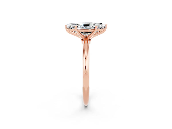 Rose gold Marquise Cut Moissanite Solitaire Ring with Six-Prong Setting and Classic Band