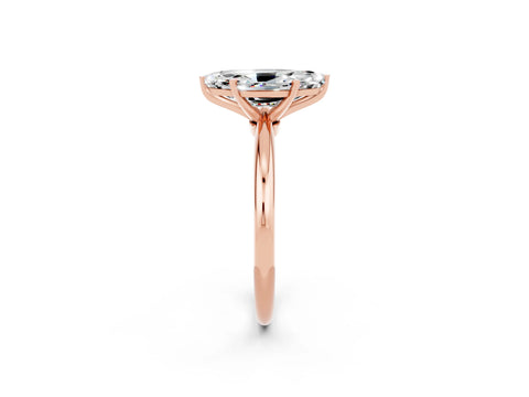 Rose gold Marquise Cut Moissanite Solitaire Ring with Six-Prong Setting and Classic Band_2