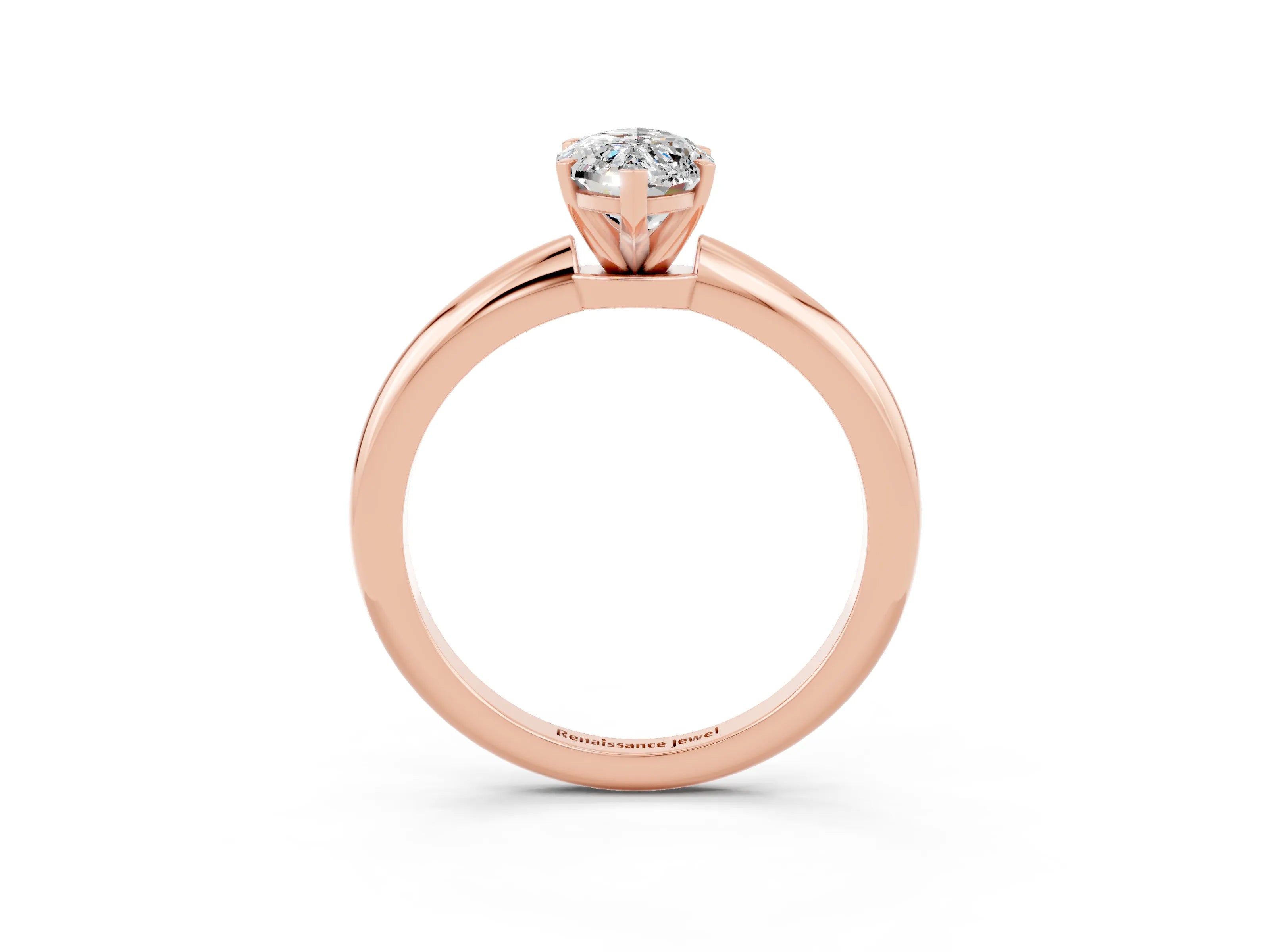Rose gold Marquise Cut Moissanite Solitaire Ring with Six-Prong Setting and Classic Band_3