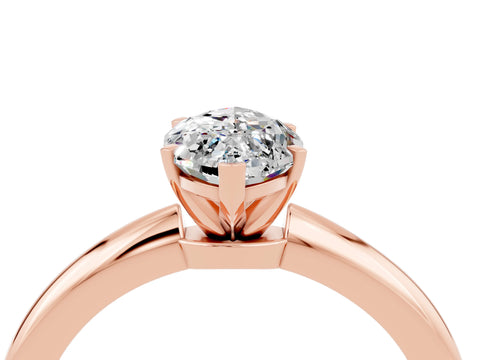 Rose gold Marquise Cut Moissanite Solitaire Ring with Six-Prong Setting and Classic Band_4