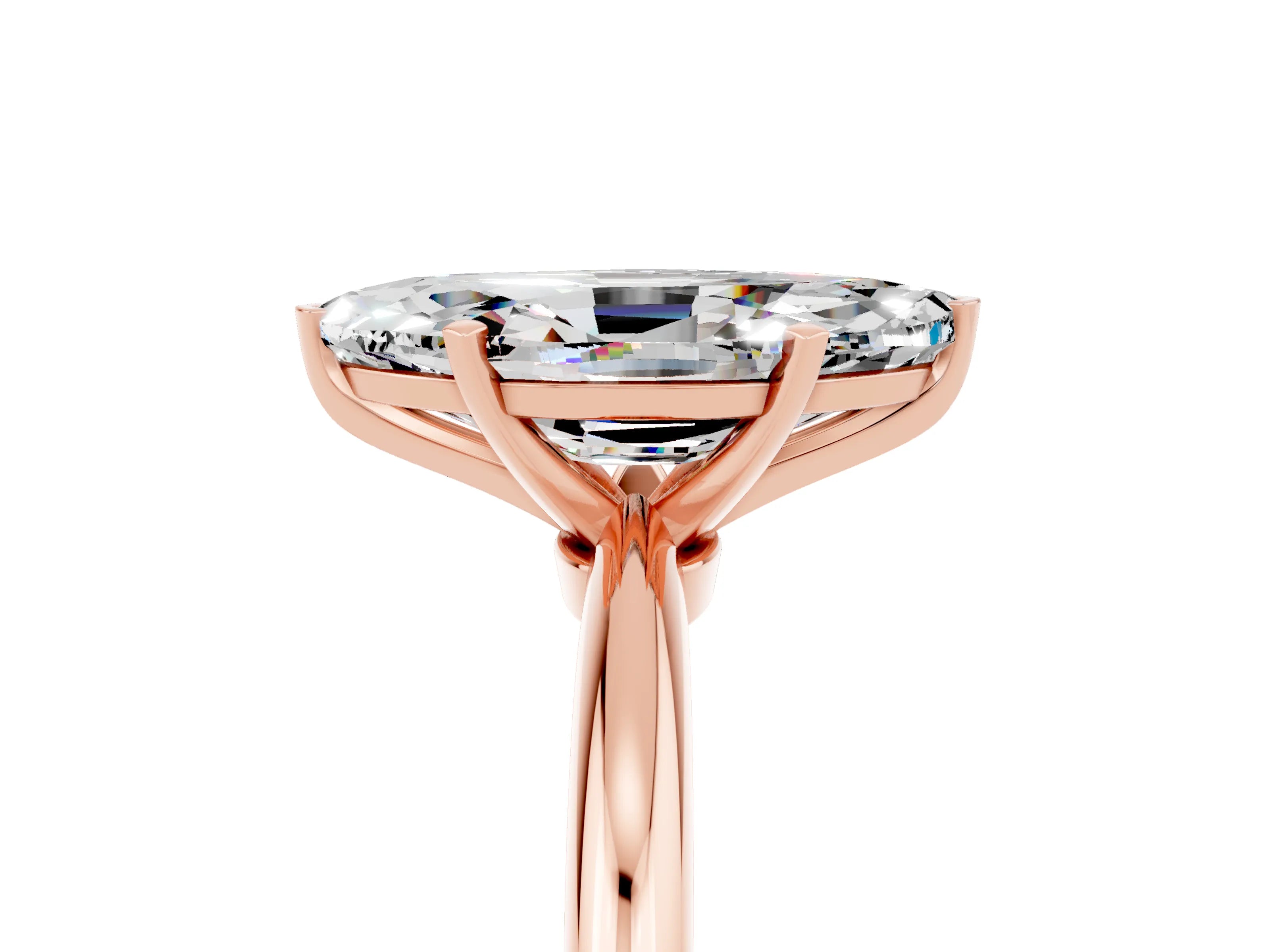 Rose gold Marquise Cut Moissanite Solitaire Ring with Six-Prong Setting and Classic Band_5