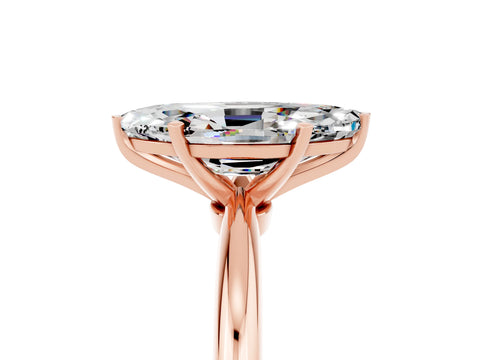 Rose gold Marquise Cut Moissanite Solitaire Ring with Six-Prong Setting and Classic Band_5