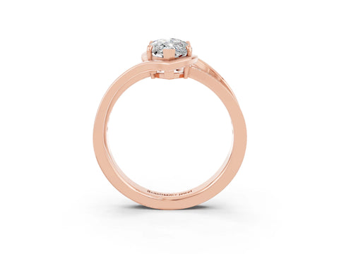 Rose gold Marquise Cut Moissanite Solitaire Ring with Split Shank and Prong Setting_3