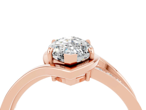 Rose gold Marquise Cut Moissanite Solitaire Ring with Split Shank and Prong Setting_4