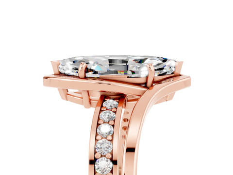 Rose gold Marquise Cut Moissanite Solitaire Ring with Split Shank and Prong Setting_5